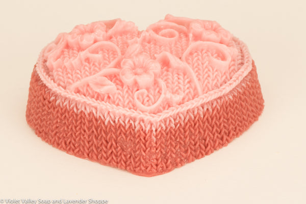 Knitted Heart Soap Bar | Violet Valley